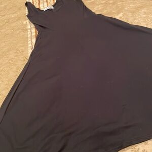 Michael Edwards dress, simple, black, polyester blend, sleeveless, full skirt, S